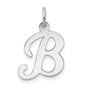 14k White Gold, Sophia Collection, Small Script Initial B Pendant